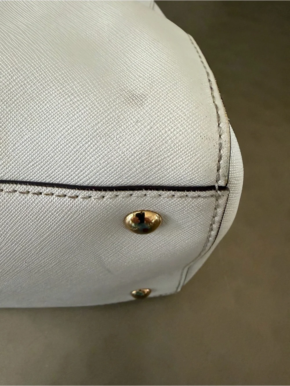 Michael Kors Cream Dome Satchel with Gold Hardware, Zip closure, Removable Strap